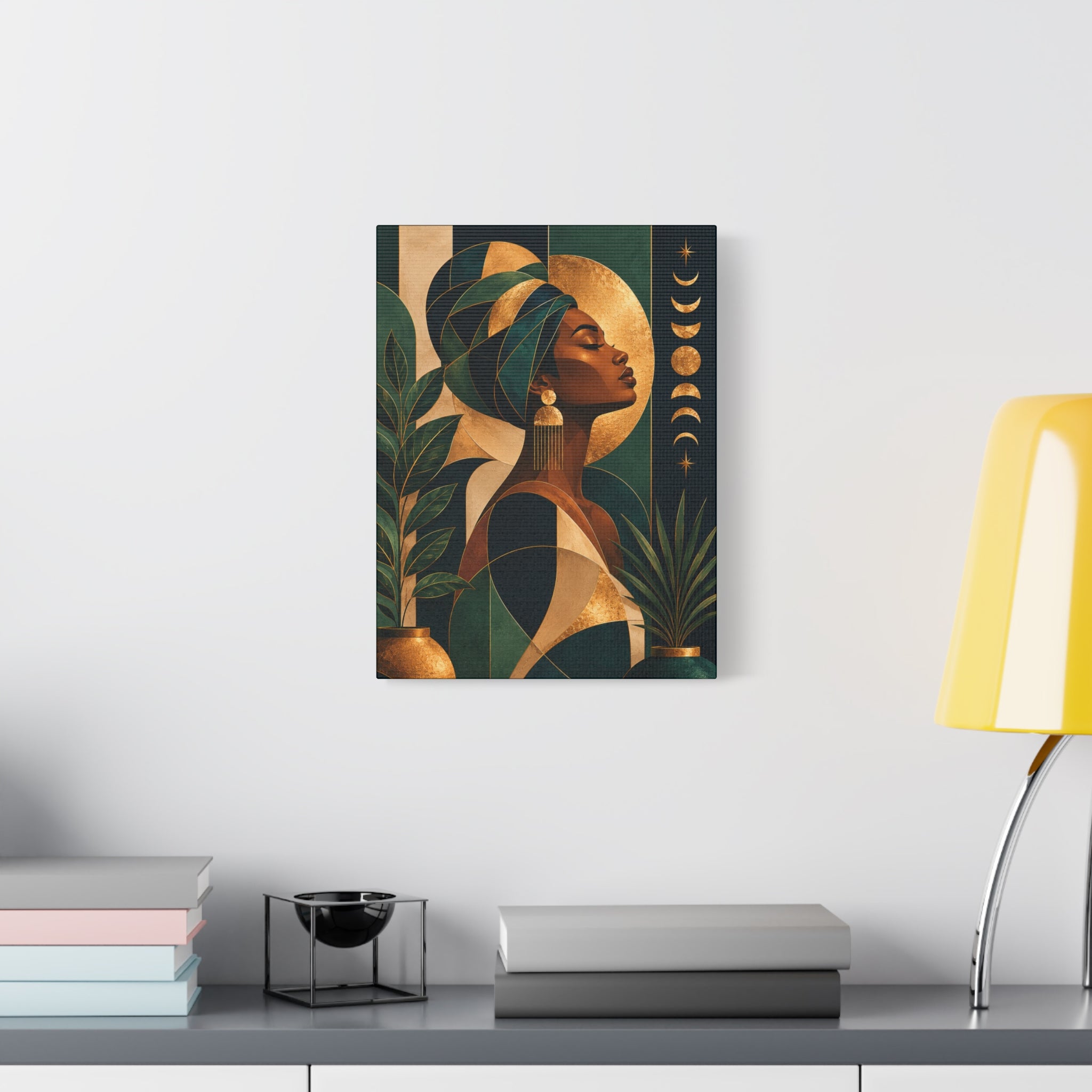 Emerald Moon Goddess — Matte Stretched Wall Art