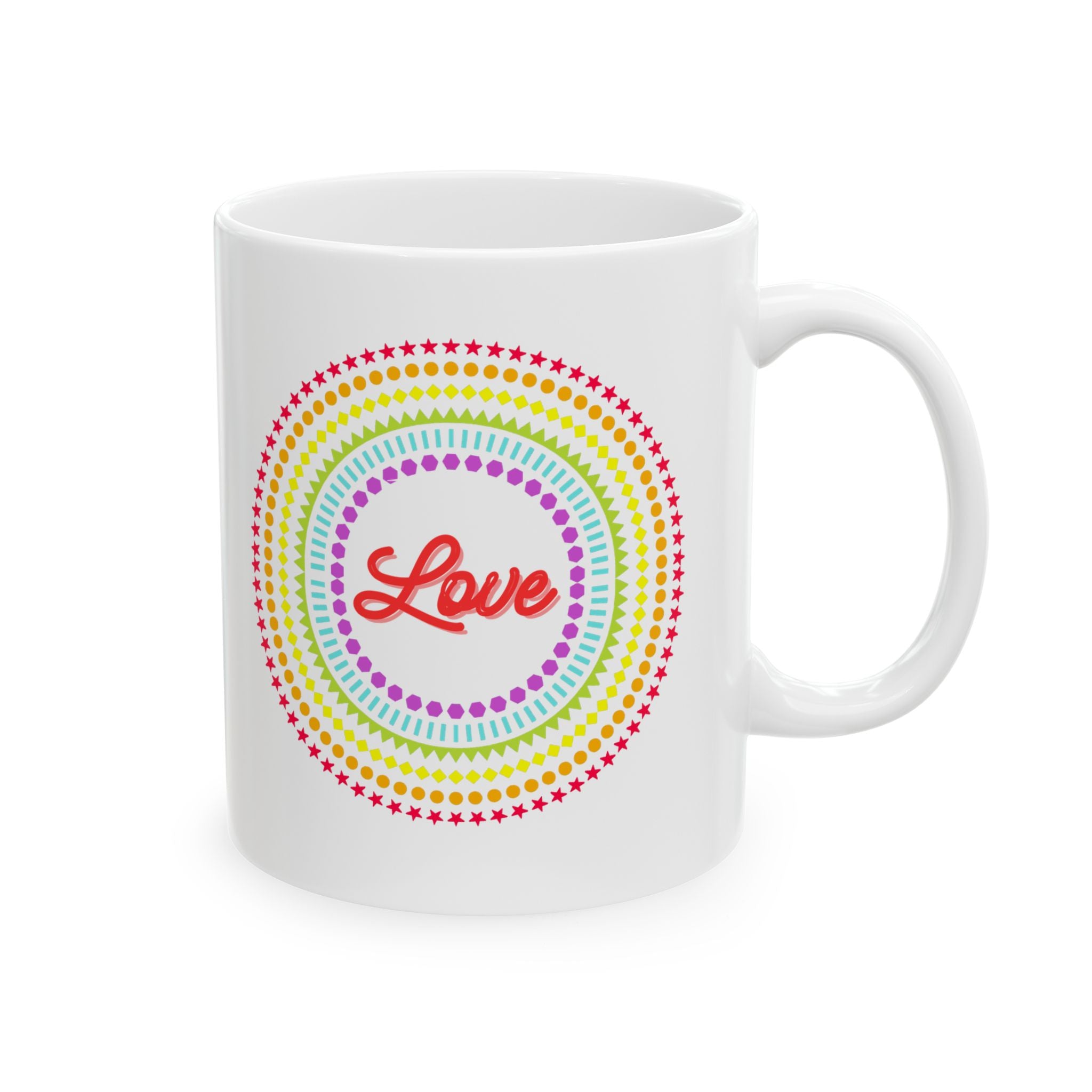 "Love" White Ceramic Mug — Coffee Mug (11oz)