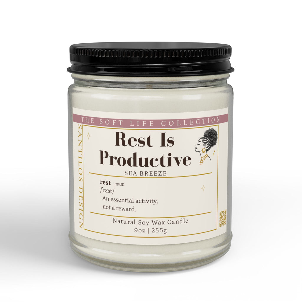 "Rest Is Productive" Soy Candle — Sea Breeze Scented (9oz)