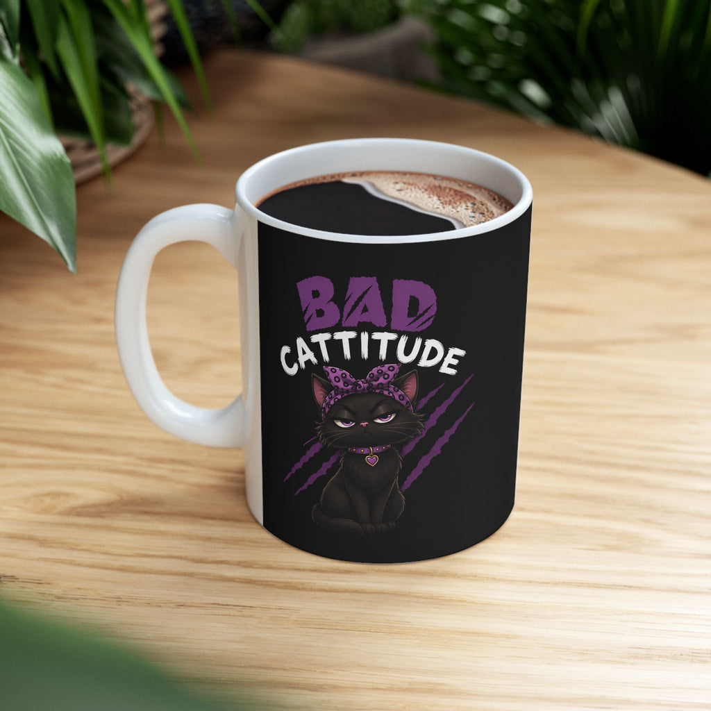 Bad Cattitude Ceramic Mug — Funny Coffee Mug (11oz)