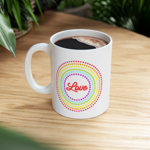 "Love" White Ceramic Mug — Coffee Mug (11oz)