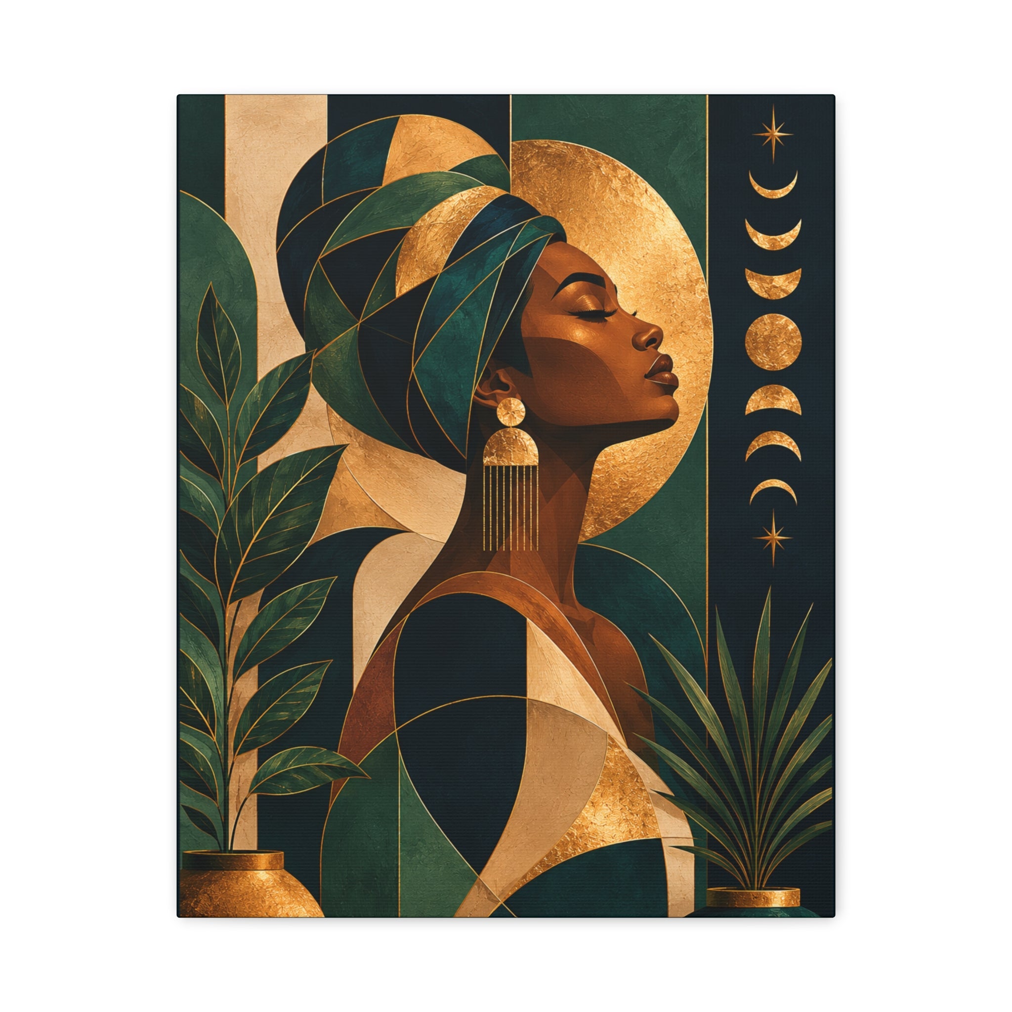 Emerald Moon Goddess — Matte Stretched Wall Art