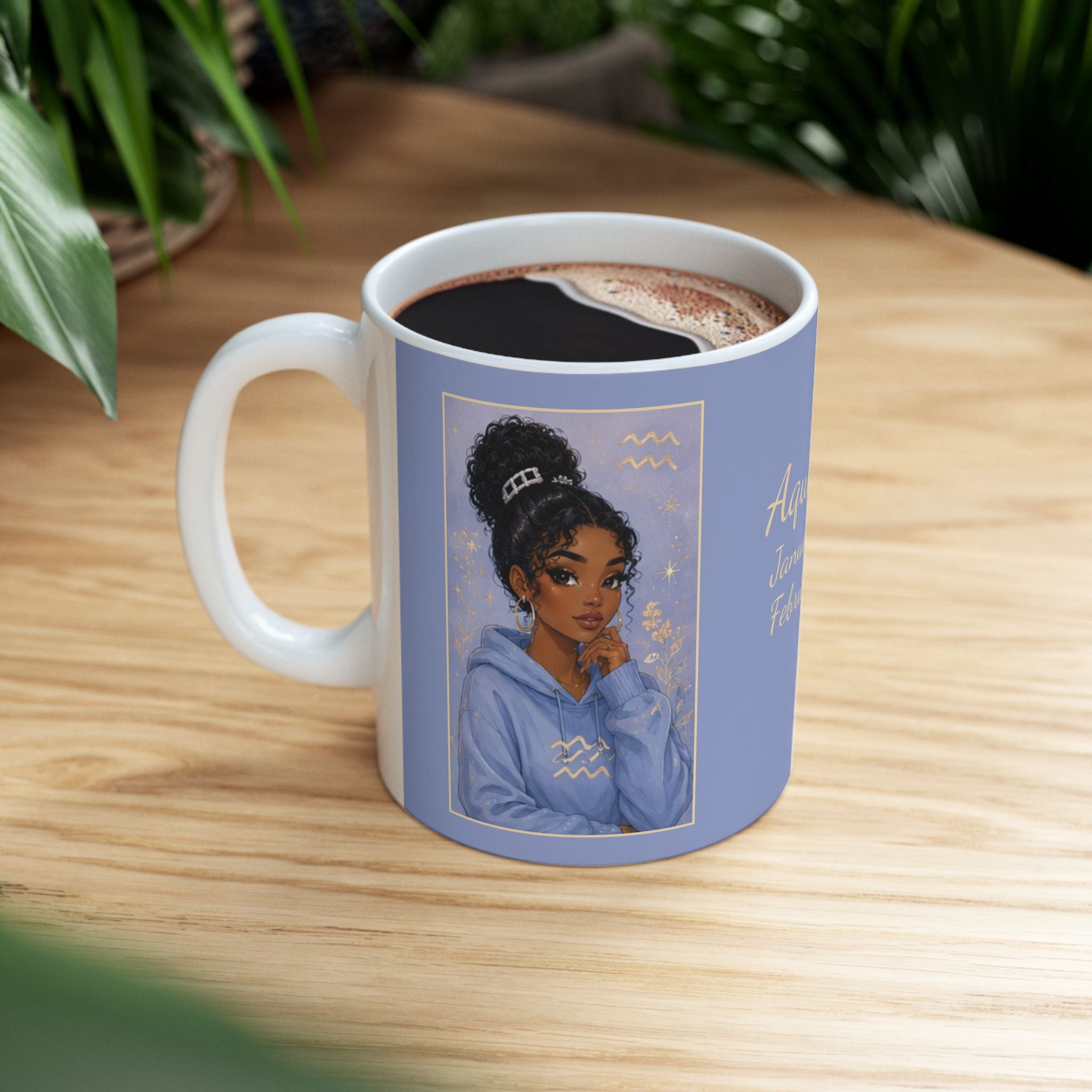 Aquarius Zodiac Sign Ceramic Mug — Coffee Mug (11oz)