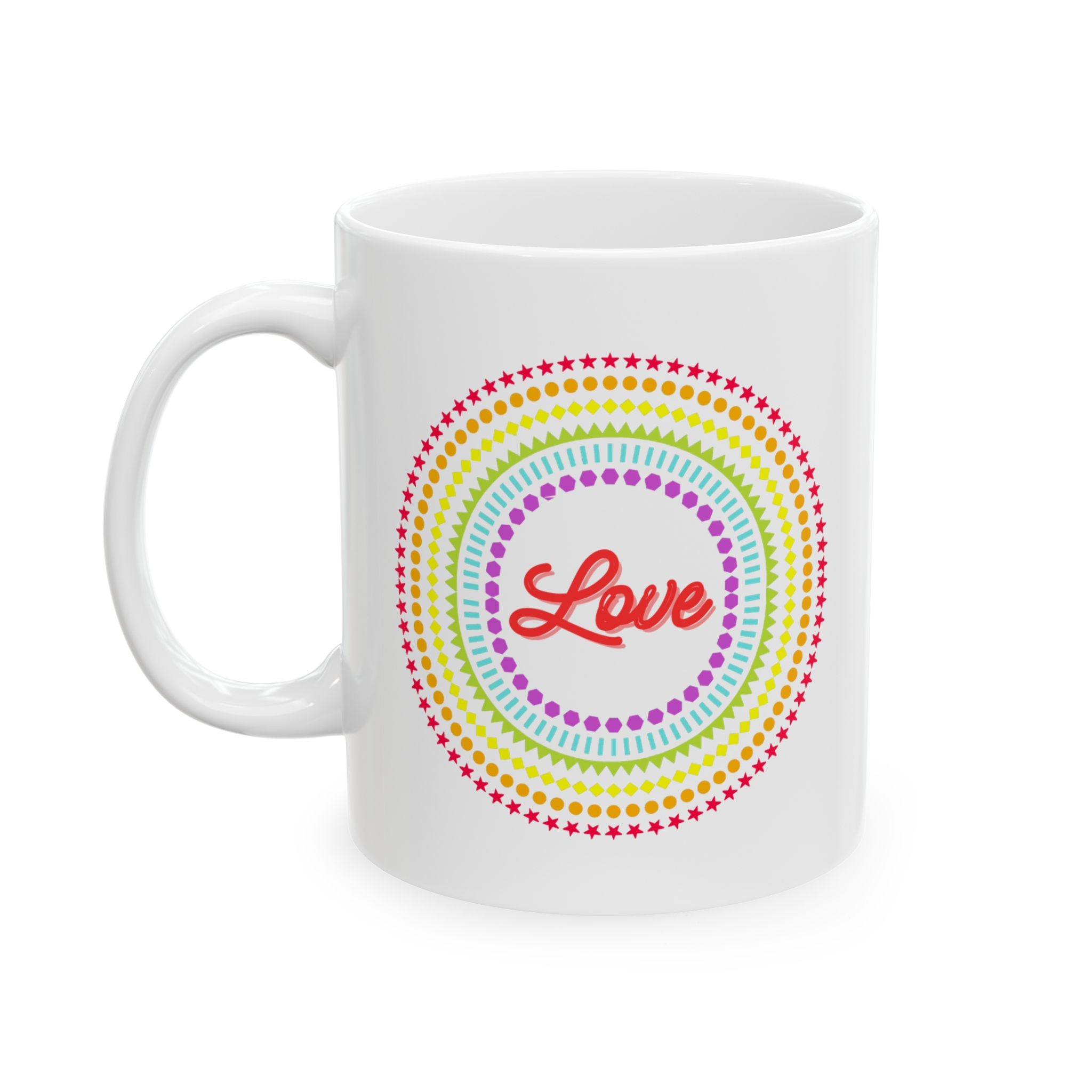 "Love" White Ceramic Mug — Coffee Mug (11oz)