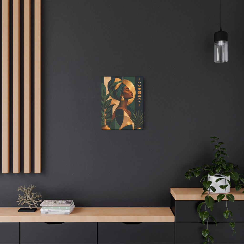 Emerald Moon Goddess — Matte Stretched Wall Art
