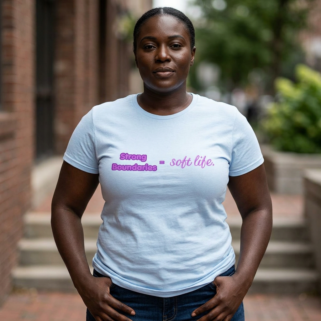 Women's Tee — "Strong Boundaries = Soft Life" Pastel Empowerment Shirt