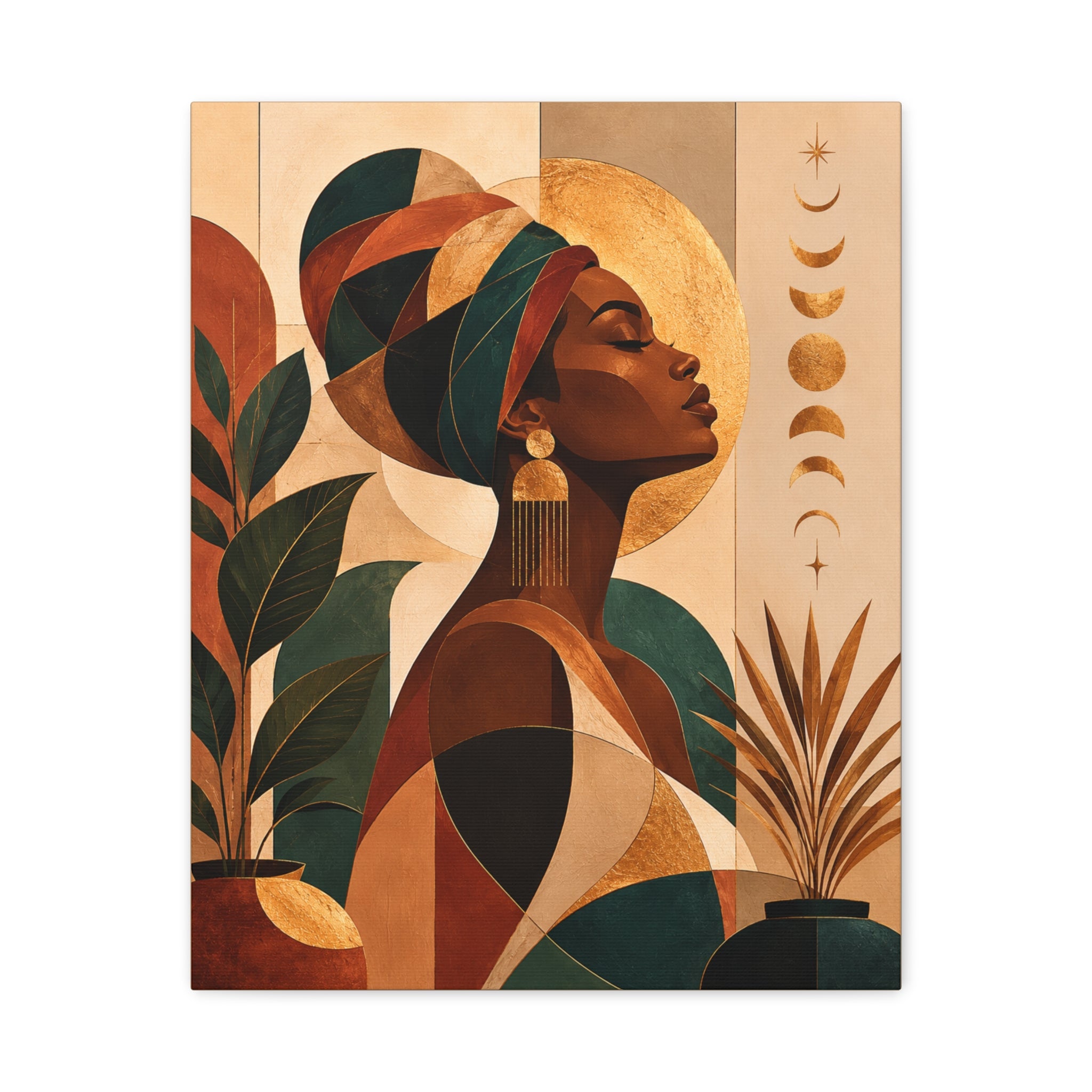 Earth & Gold Goddess — Matte Stretched Wall Art