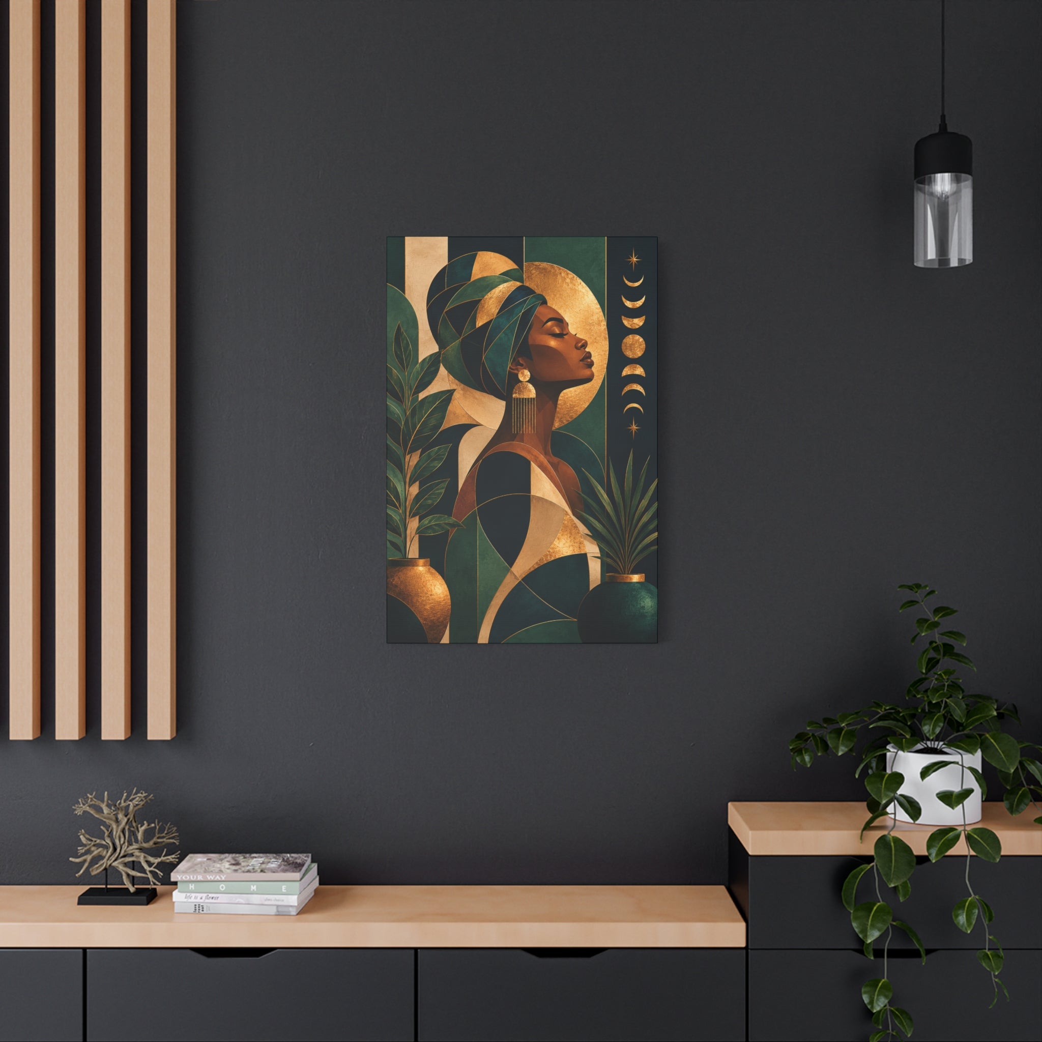 Emerald Moon Goddess — Matte Stretched Wall Art