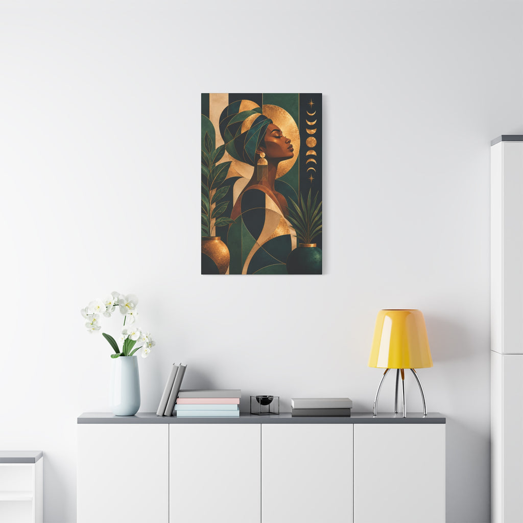 Emerald Moon Goddess — Matte Stretched Wall Art