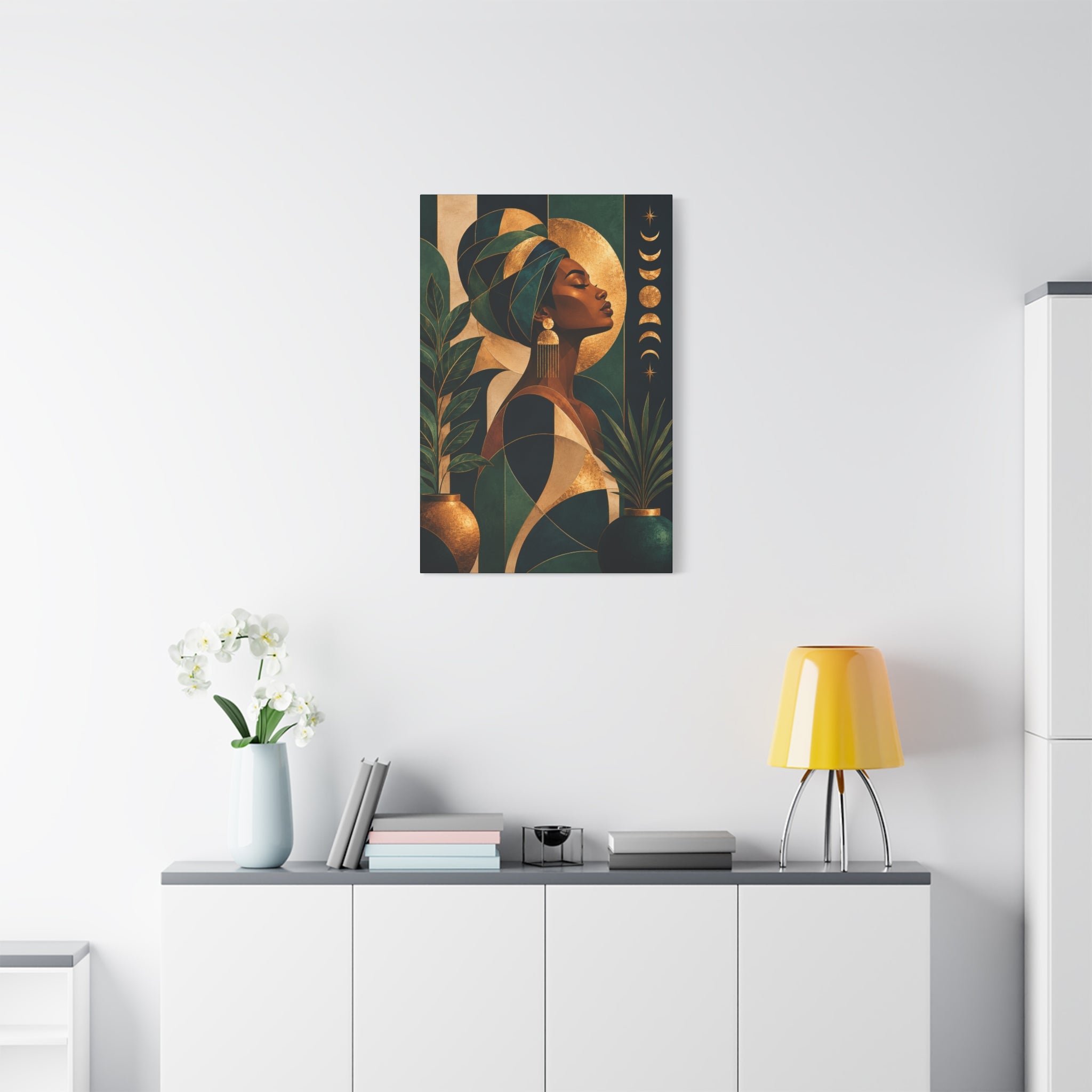 Emerald Moon Goddess — Matte Stretched Wall Art