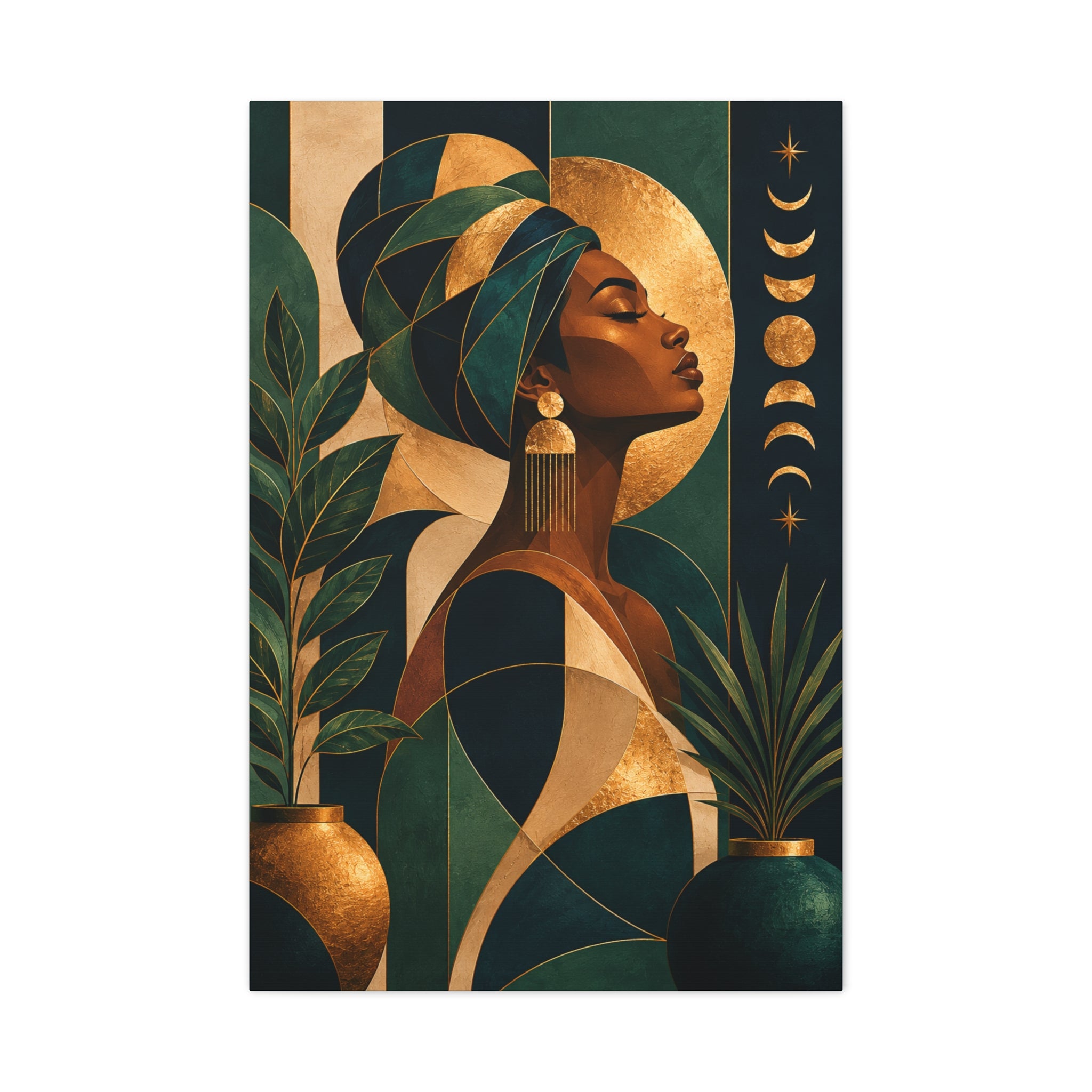 Emerald Moon Goddess — Matte Stretched Wall Art