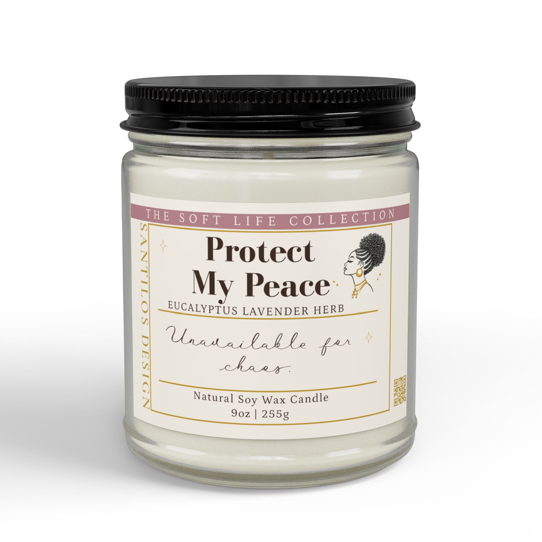 "Protect My Peace" Soy Candle — Eucalyptus Lavender Herb Scented (9oz)