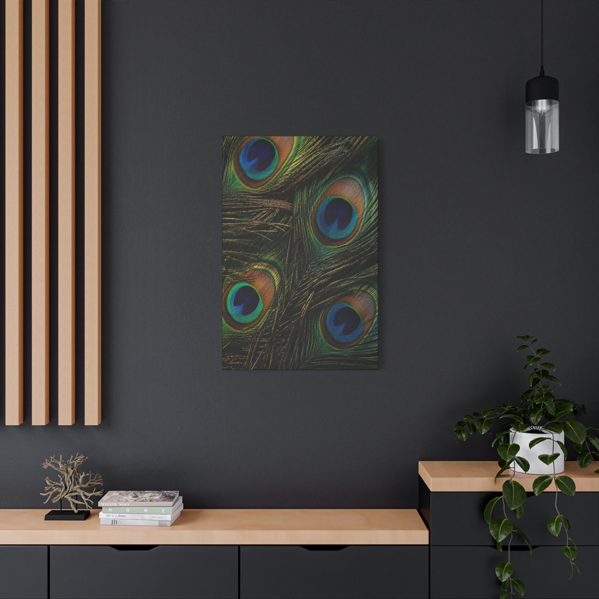 Peacock Feathers — Matte Stretched Wall Art