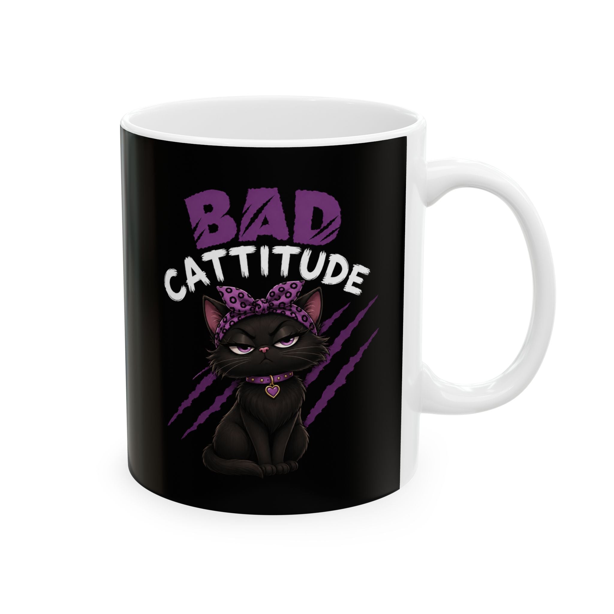 Bad Cattitude Ceramic Mug — Funny Coffee Mug (11oz)