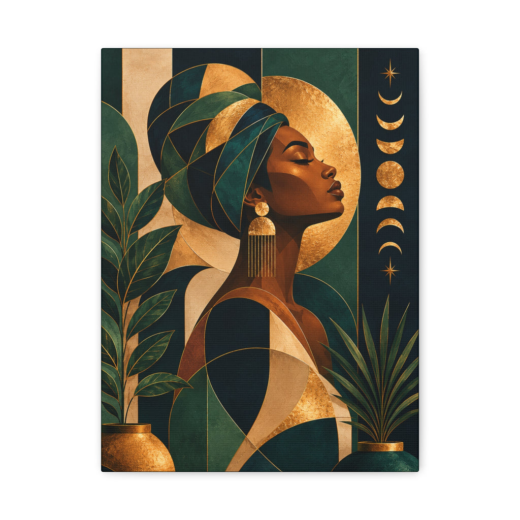 Emerald Moon Goddess — Matte Stretched Wall Art