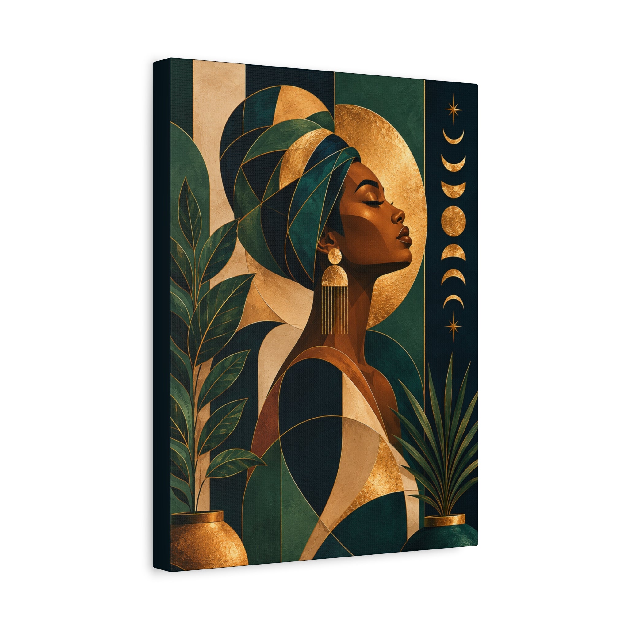 Emerald Moon Goddess — Matte Stretched Wall Art