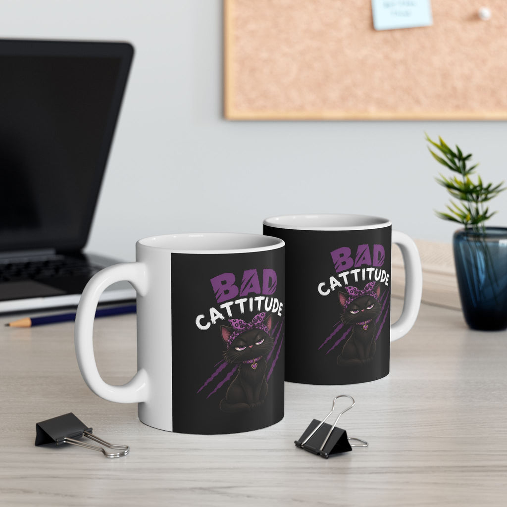 Bad Cattitude Ceramic Mug — Funny Coffee Mug (11oz)