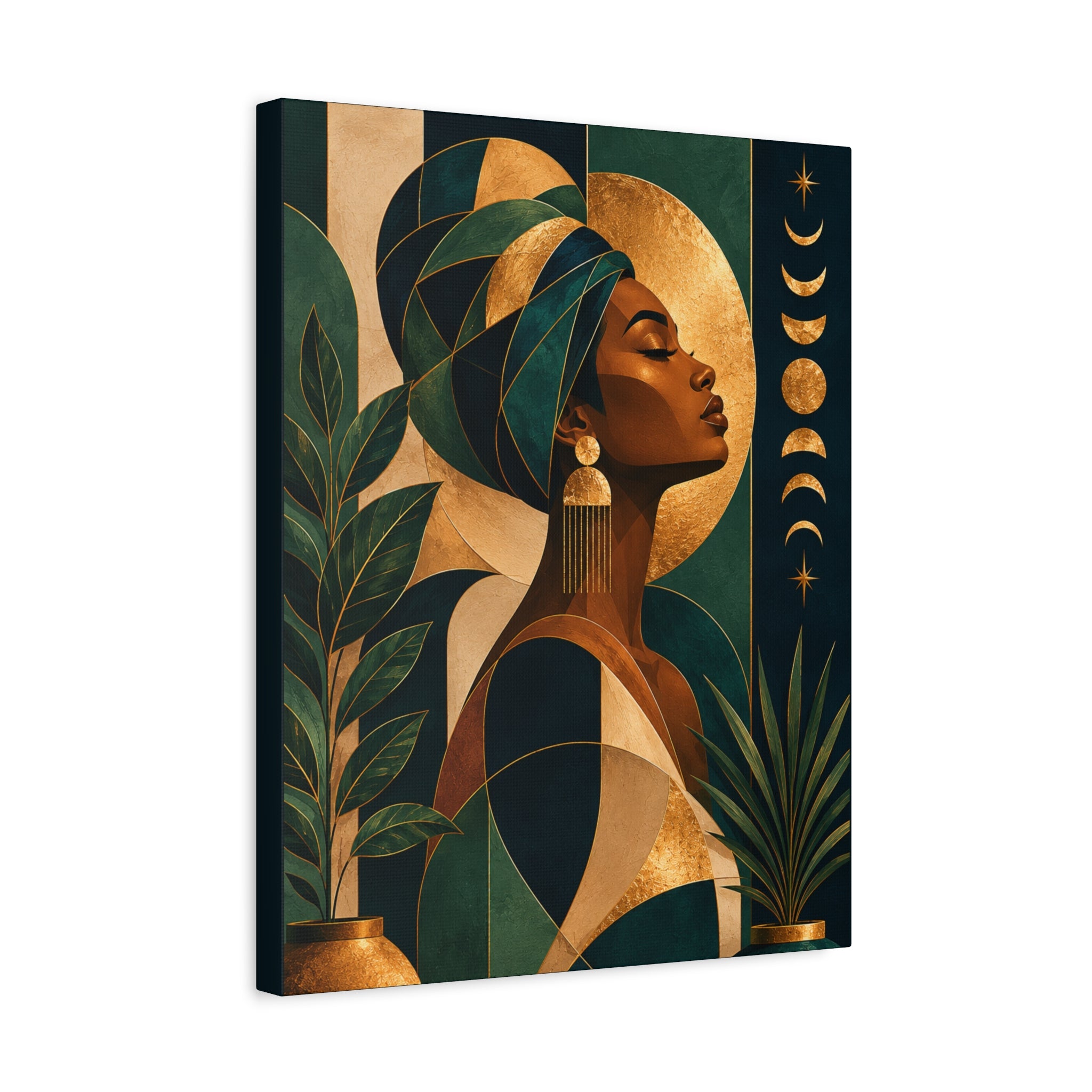Emerald Moon Goddess — Matte Stretched Wall Art