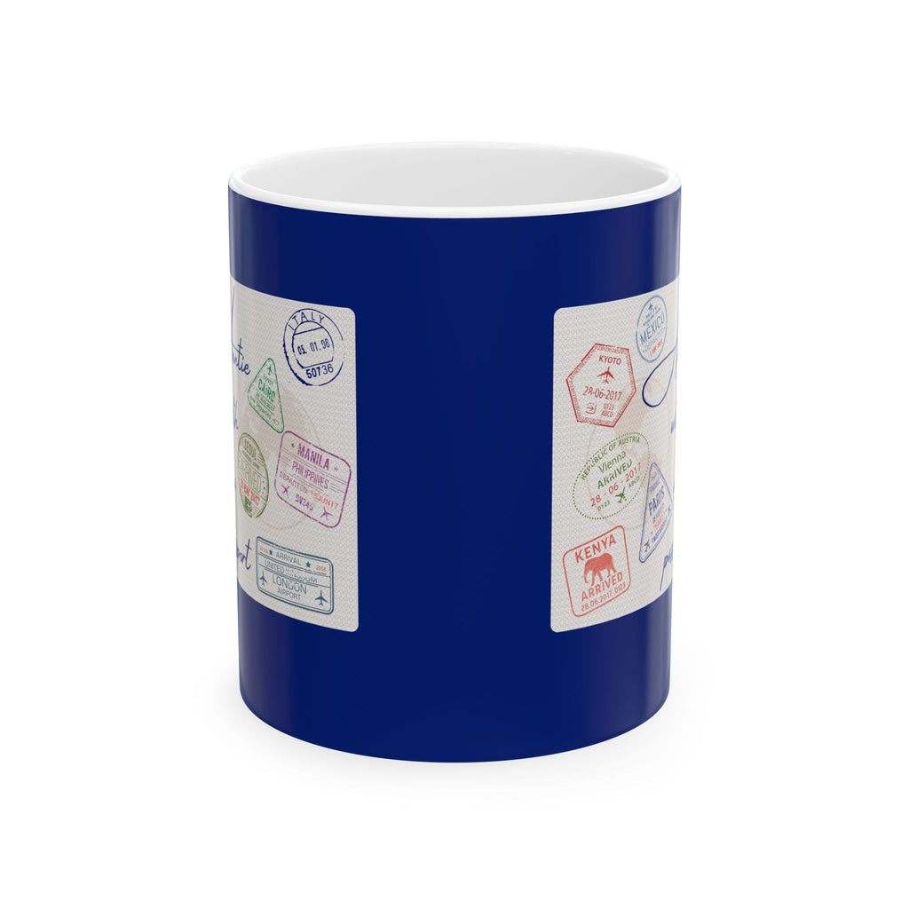 "Auntie With a Passport" Ceramic Mug — Coffee Mug (11oz)